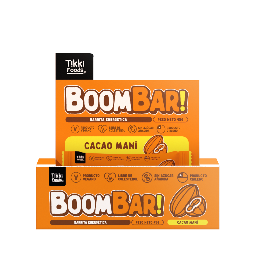 Barrita energética BoomBar CHOCOMANÍ — Barrita Energética Natural, Sin Azúcar Añadida | 45g, 12 unids