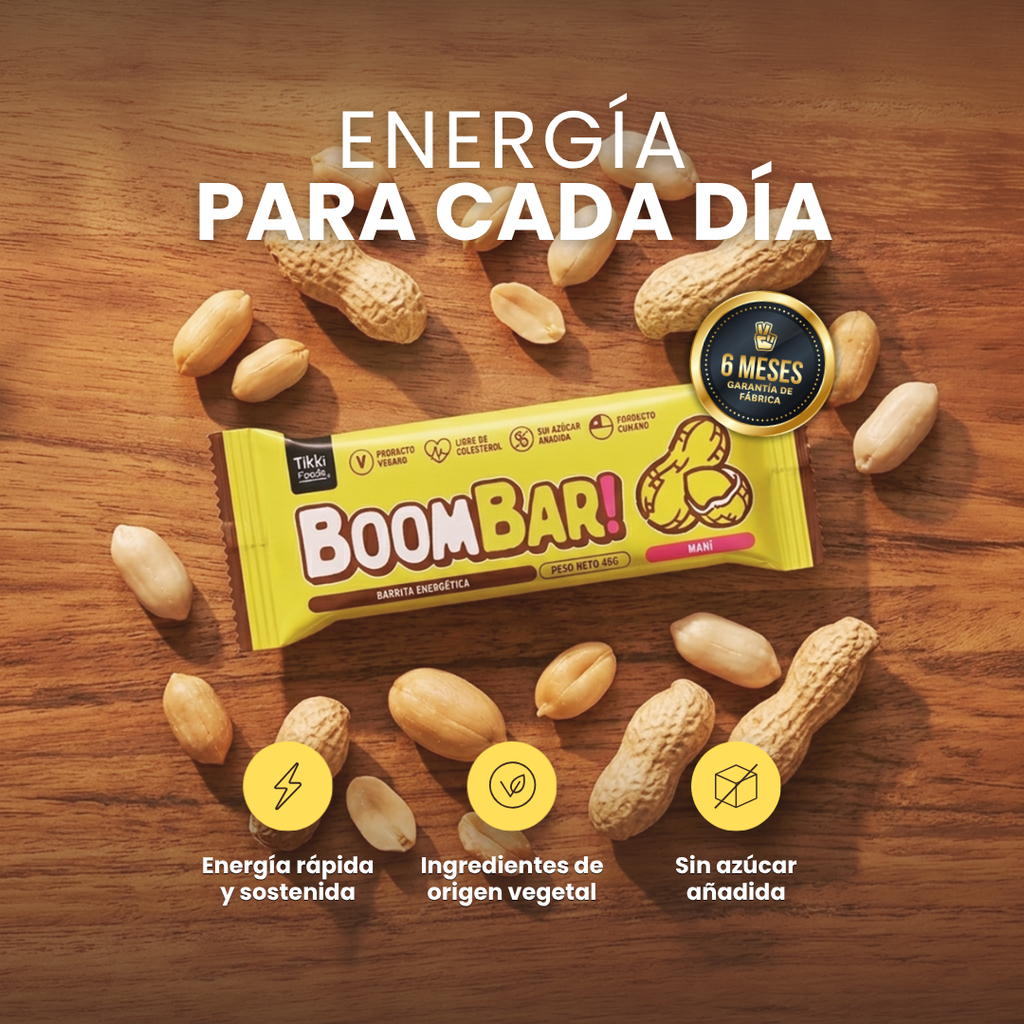 BoomBar MANÍ — Barrita Energética Natural con Maní, Sin Azúcar Añadida | 45g