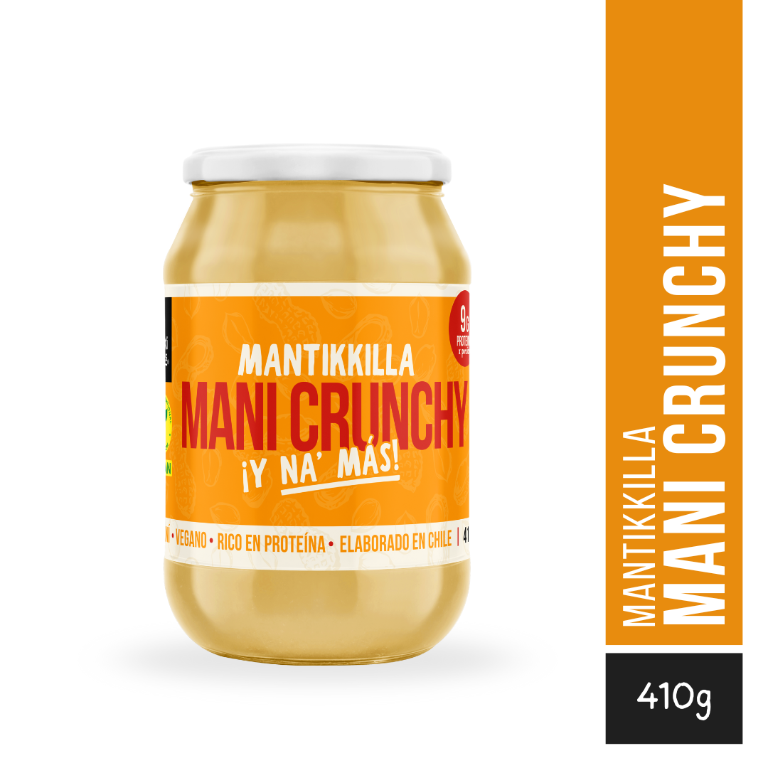 Mantequilla de Maní Crunchy — Crema 100% de Maní con Trozos Crujientes, Sin Azúcar | 410g