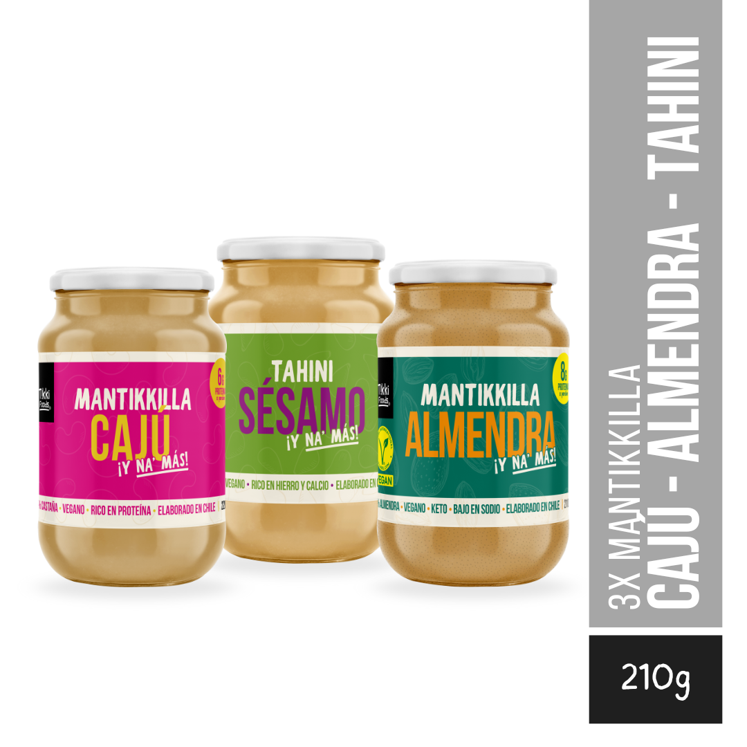 Pack Triple - Mantikkilla Cajú + Tahini + Almendras 210 g