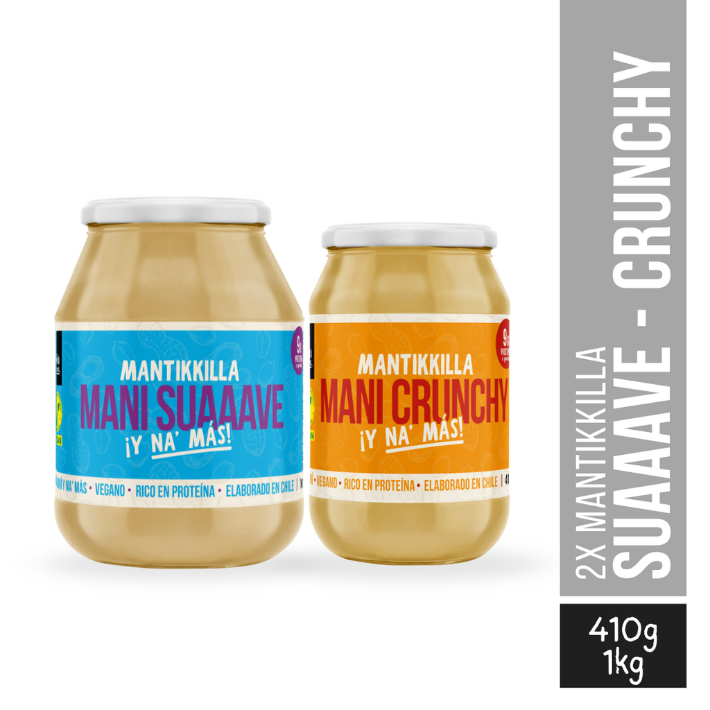 Pack Duo – Mantikkilla Mani Crunchy (410g) / Suaaave (1 kg)