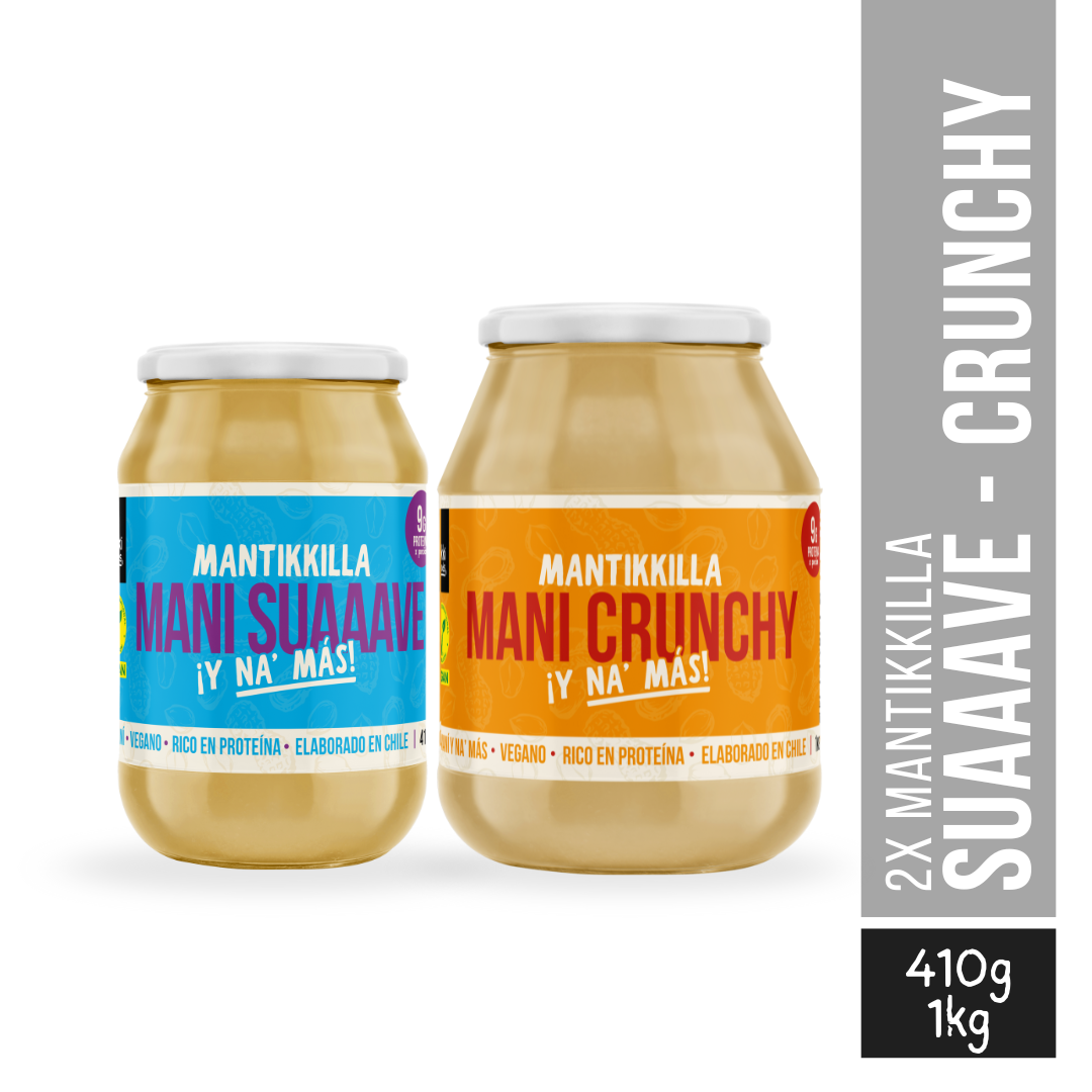 Pack Duo – Mantikkilla Mani Suaaave (410 g) / Crunchy (1 kg)