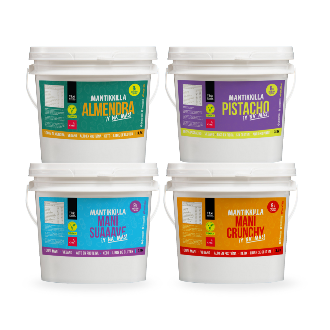 Pack 4x Baldes Mani Suave + Crunchy + Almendra + Pistacho (3,8 kg)