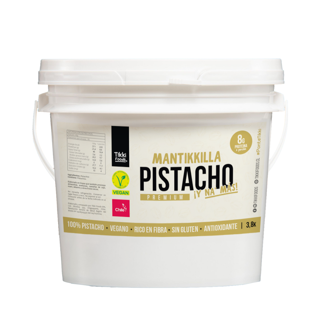 Mantequilla de Pistacho Premium Balde — Crema 100% Pistacho Chileno, Sin Azúcar Añadida | 3,8 kg